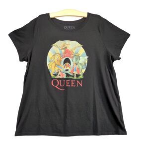 Queen Official Merch T Shirt Womens Size 3 Black Graphic Short Sleeve Rock